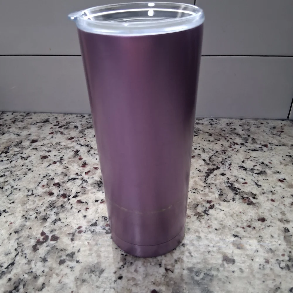 Purple Aluminum drinking Tumbler with Straw hot cold snap on lid
